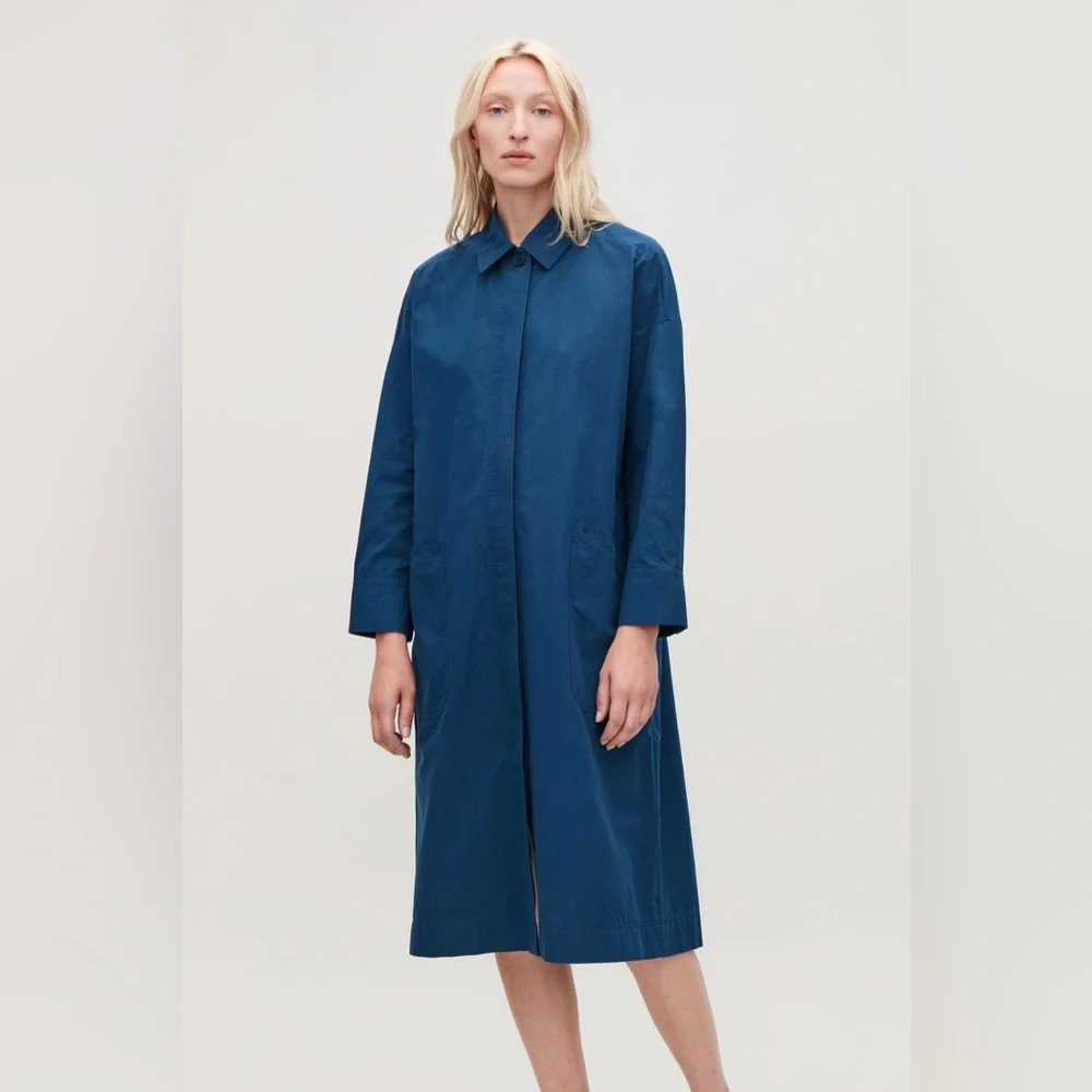 COS Blue Long Jacket with Gathered Back Size 2 - Picture 6 of 13